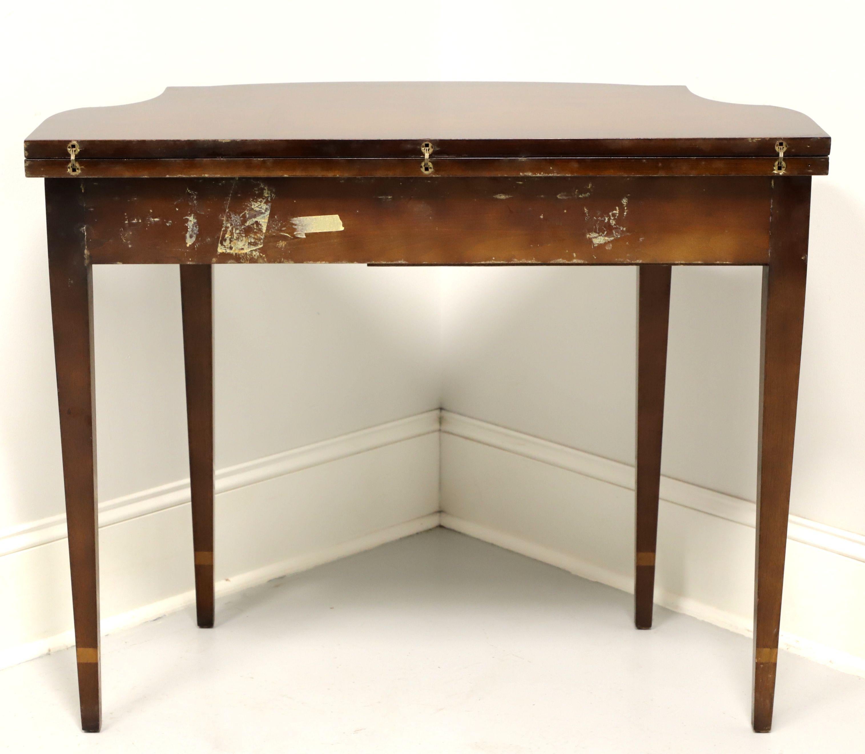 Mid 20th Century Inlaid Mahogany Federal Style Fold Top Game / Console Table - A In Good Condition In Charlotte, NC