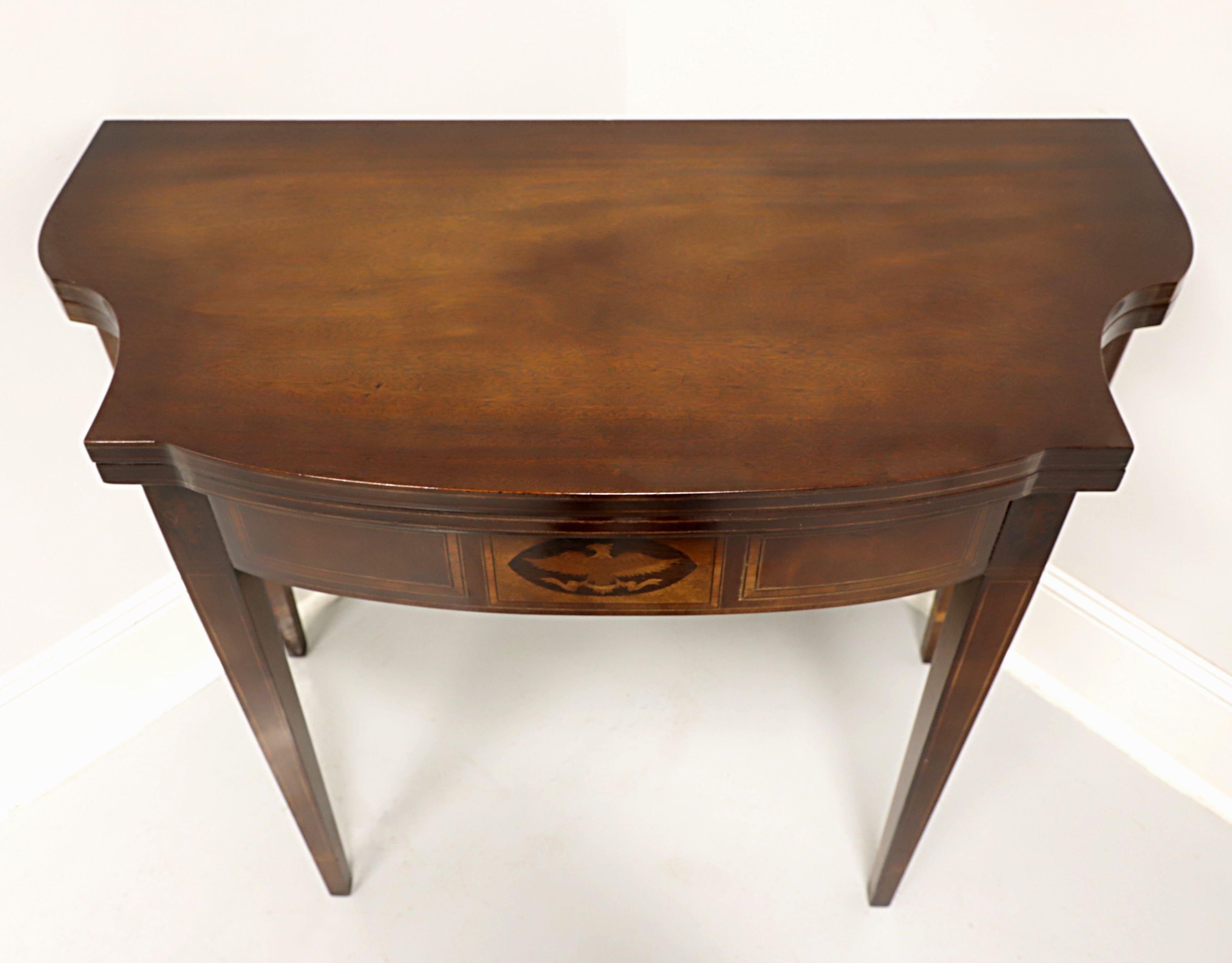 Mid 20th Century Inlaid Mahogany Federal Style Fold Top Game / Console Table - A 1