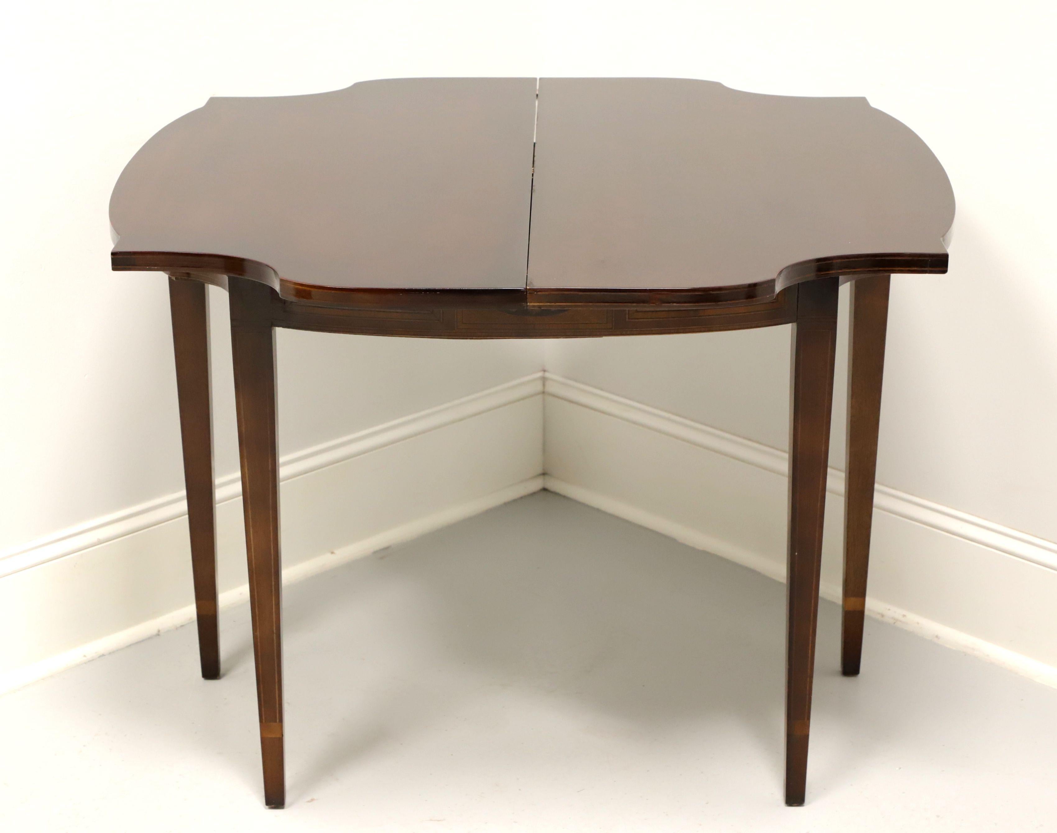 Mid 20th Century Inlaid Mahogany Federal Style Fold Top Game / Console Table - A 3