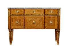 Early 20th century inlaid walnut commode with marble top