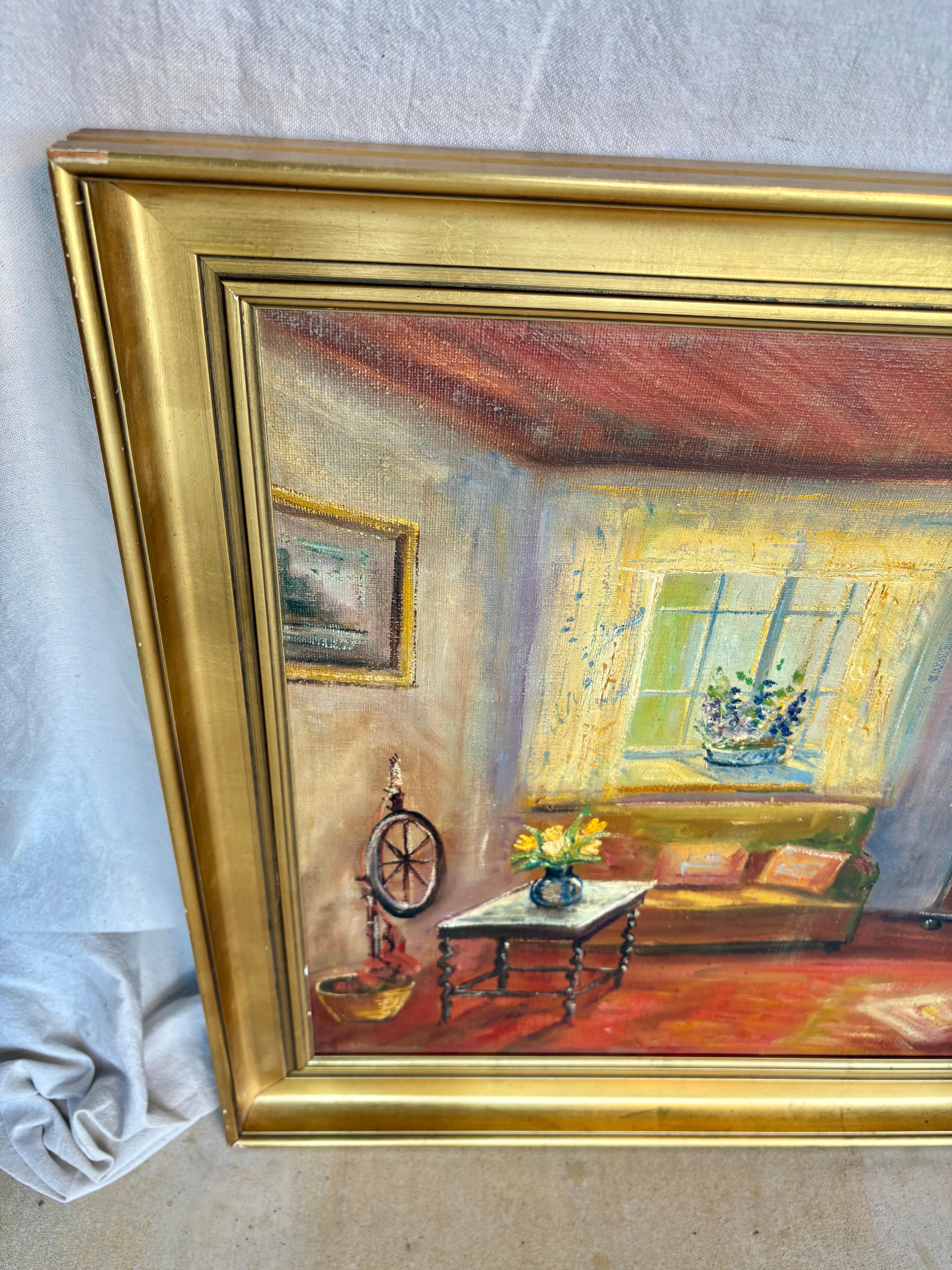 Pintura de interior de principios del siglo XX Óleo sobre lienzo Lienzo en venta