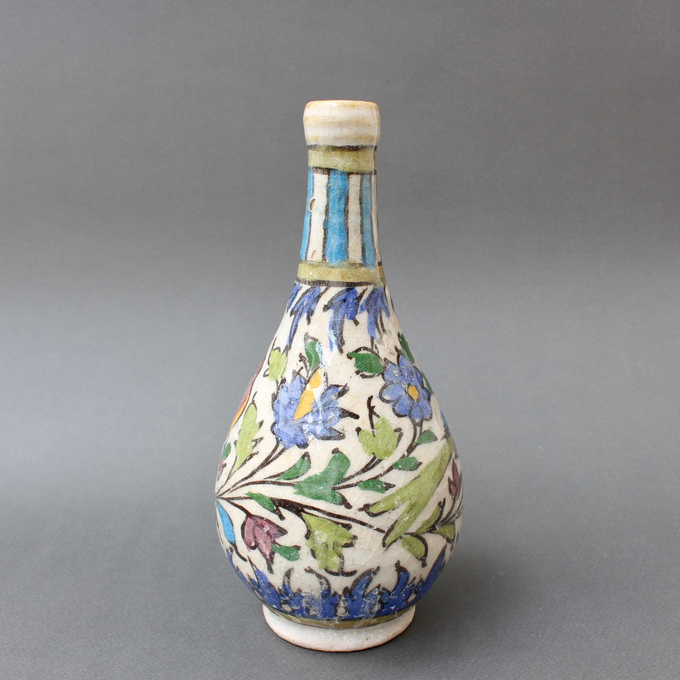 Hand-Painted Early 20th Century Iranian Ceramic Flower Vase