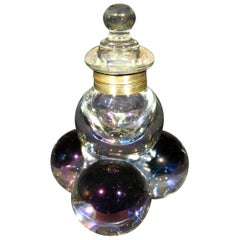Tintero de cristal iridiscente de principios del siglo XX, Inglaterra, hacia 1900