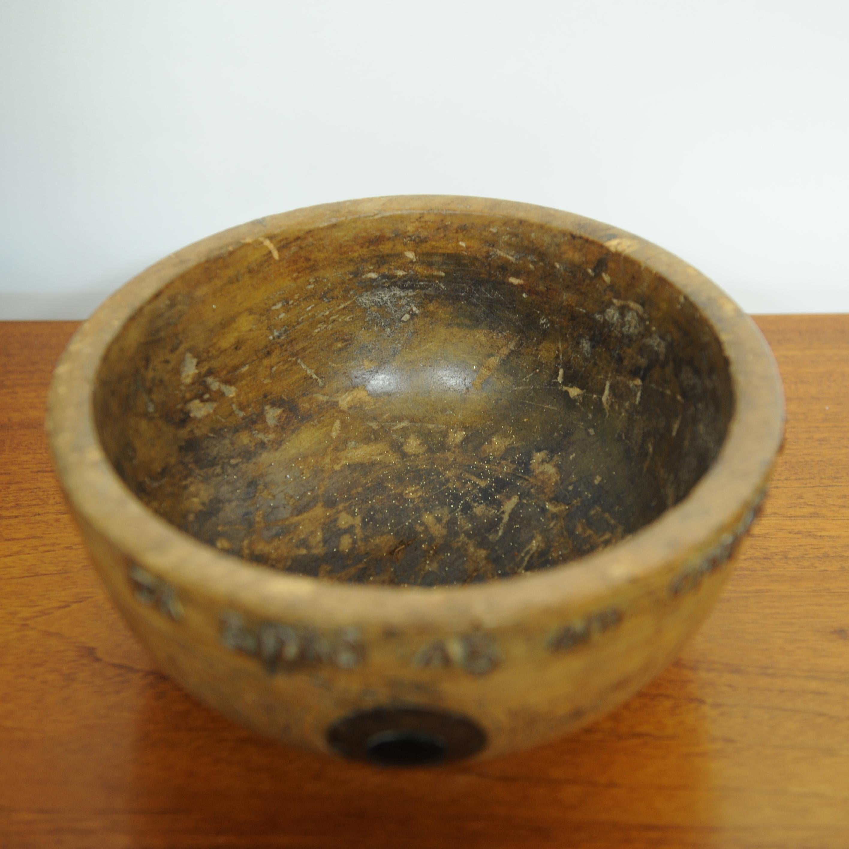 Wood Early 20th Century Irish Arts and Crafts Turned Treen Celtic Bowl, 1910 For Sale