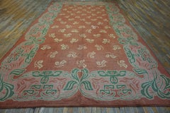 1930s Salmon Modern Antique Irish Donegal Arts & Crafts Carpet 10'x17' Wool Rug