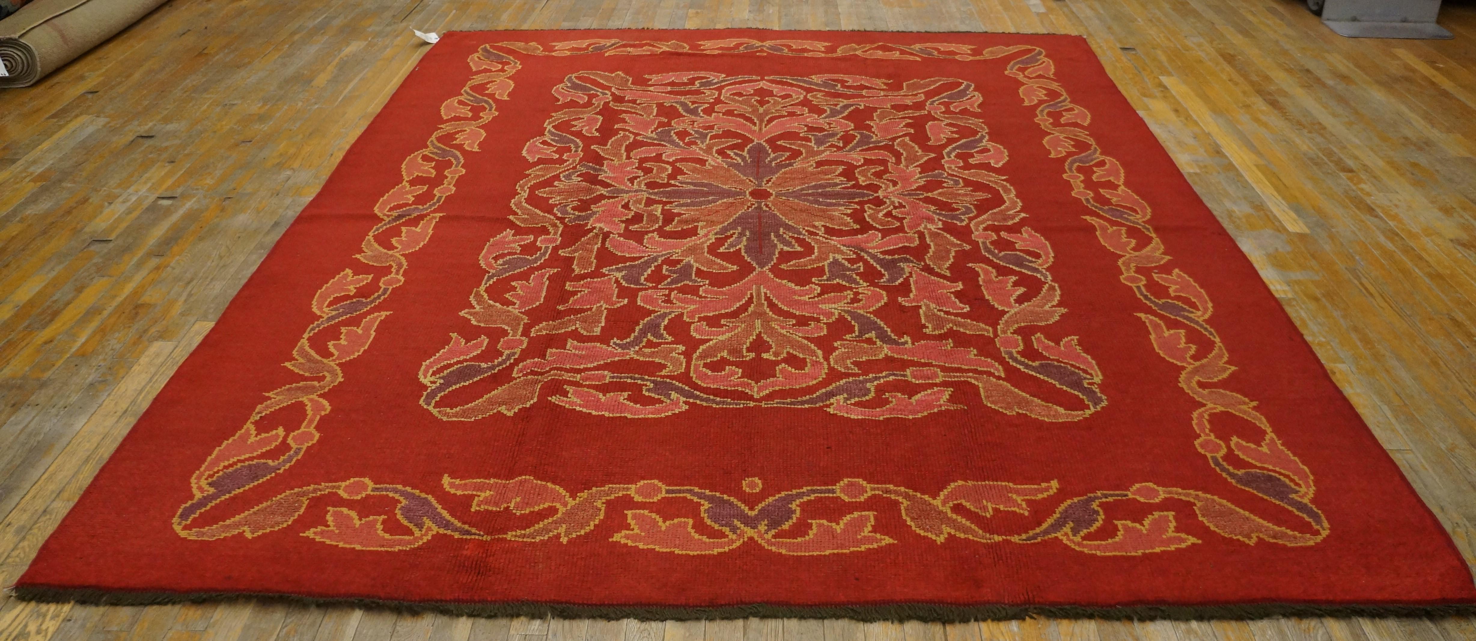 Wool Early 20th Century Irish Donegal Arts & Crafts Carpet ( 7'8
