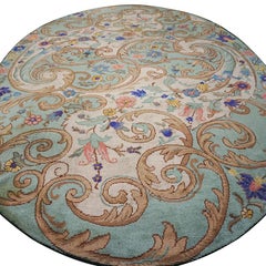1930s Green Floral Antique Irish Donegal Arts-Crafts Carpet 9'6"x14'6" Wool Rug