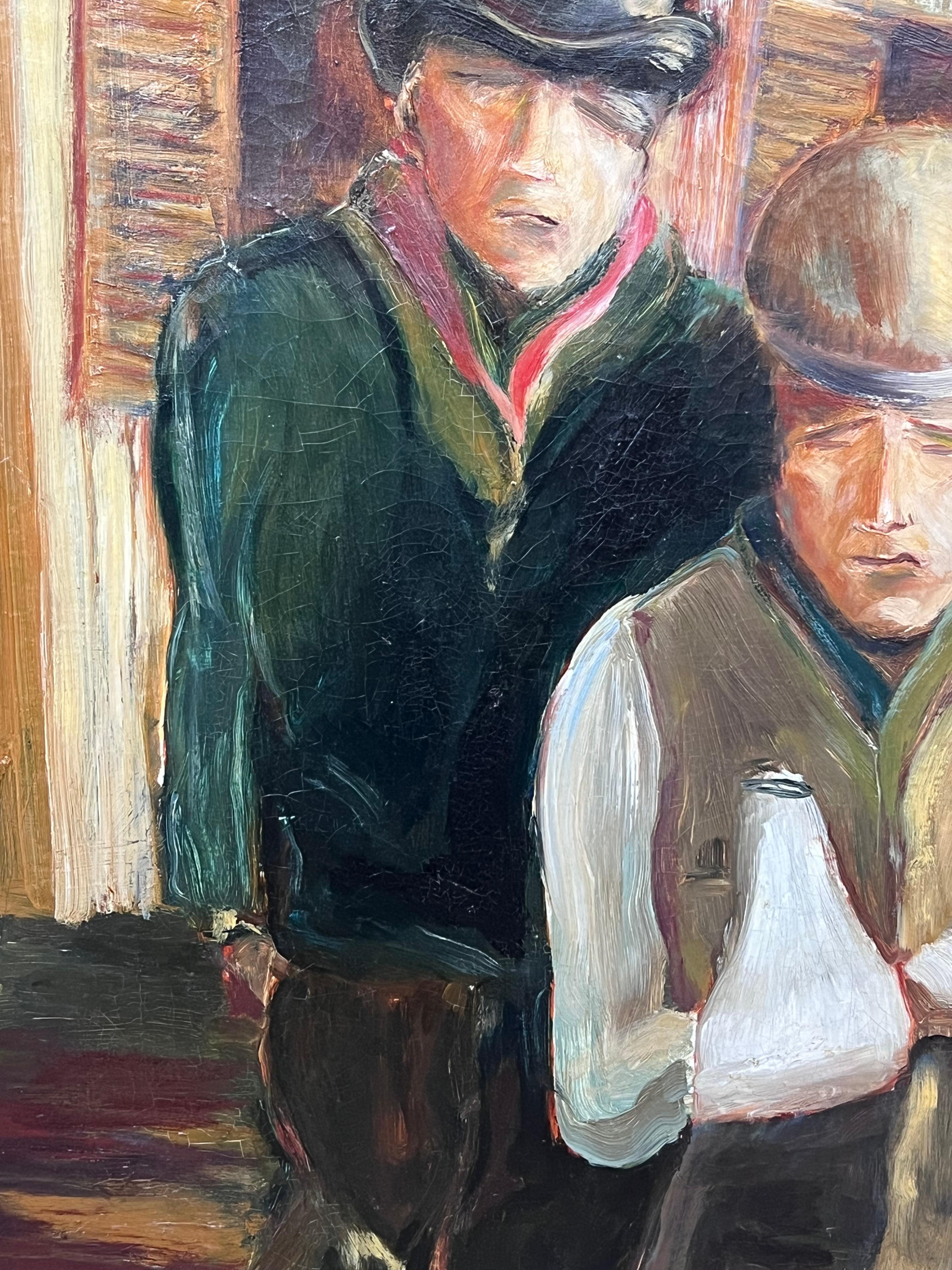 Portrait of Travellers outside Caravan Antique Irish Signed Oil Painting For Sale 4