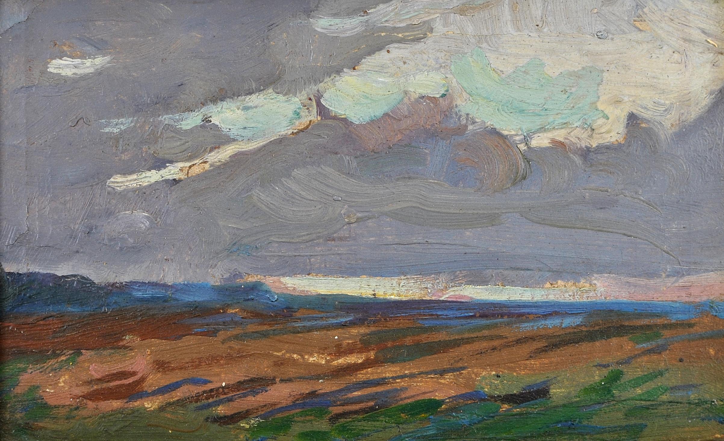 Sunset Landscape - Early 20th Century Irish Impressionist Landscape Painting For Sale 1