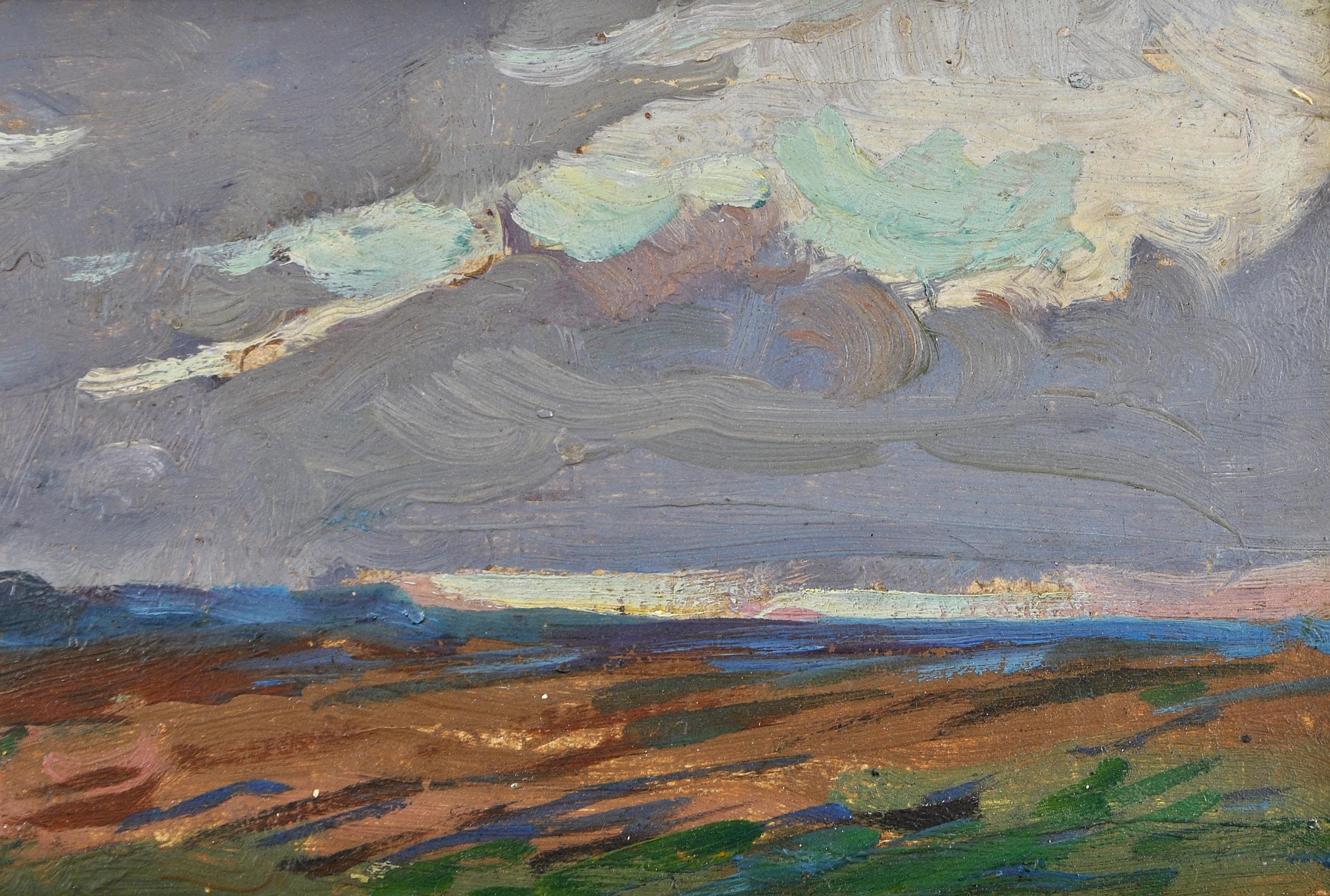 Sunset Landscape - Early 20th Century Irish Impressionist Landscape Painting For Sale 3