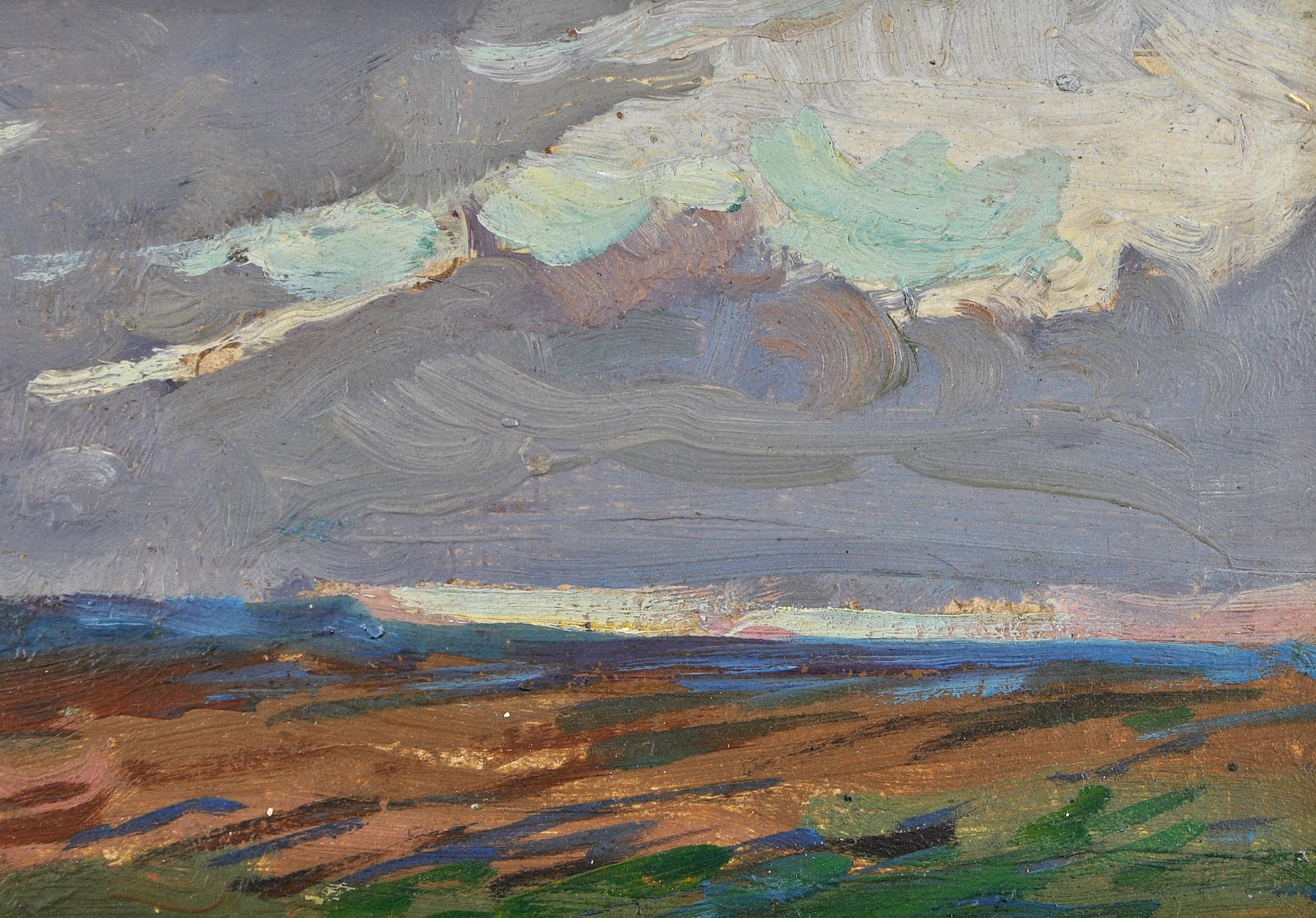Sunset Landscape - Early 20th Century Irish Impressionist Landscape Painting For Sale 4