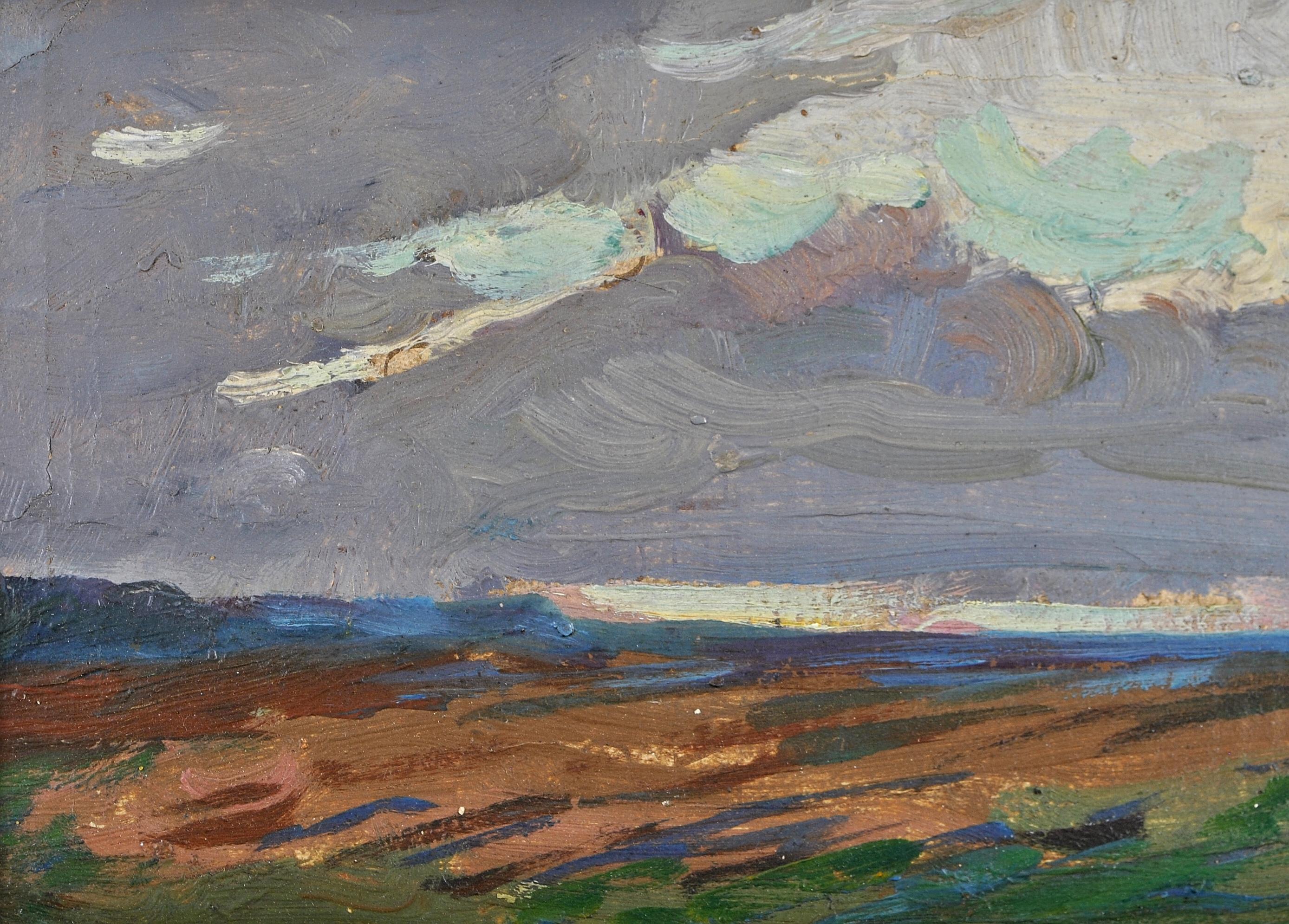 Sunset Landscape - Early 20th Century Irish Impressionist Landscape Painting For Sale 5