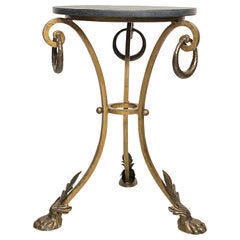 Early 20th Century Iron and Brass Plant Stand with Round Slate Top