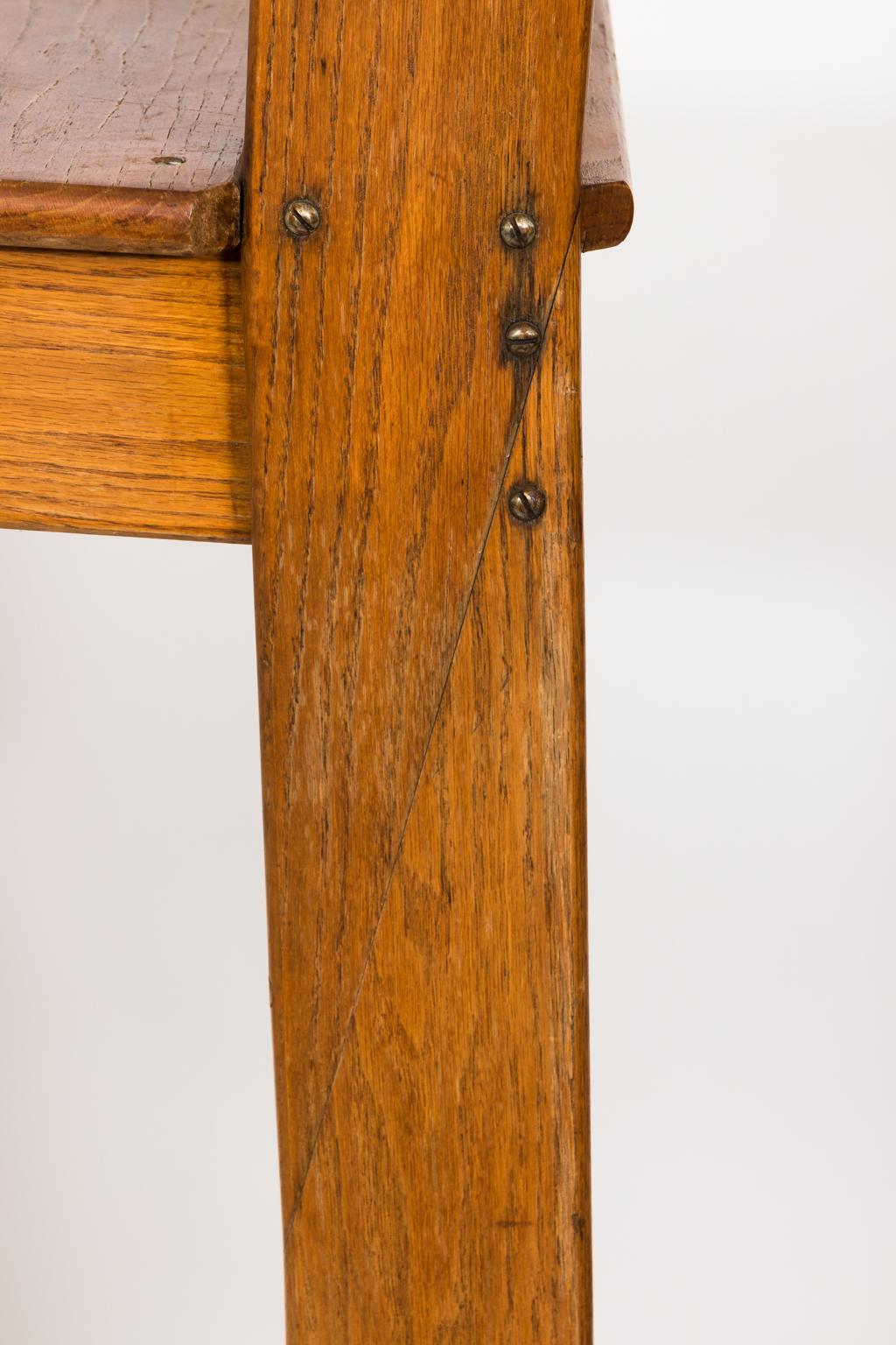 Early 20th Century Iron and Oak Work Ladder 8