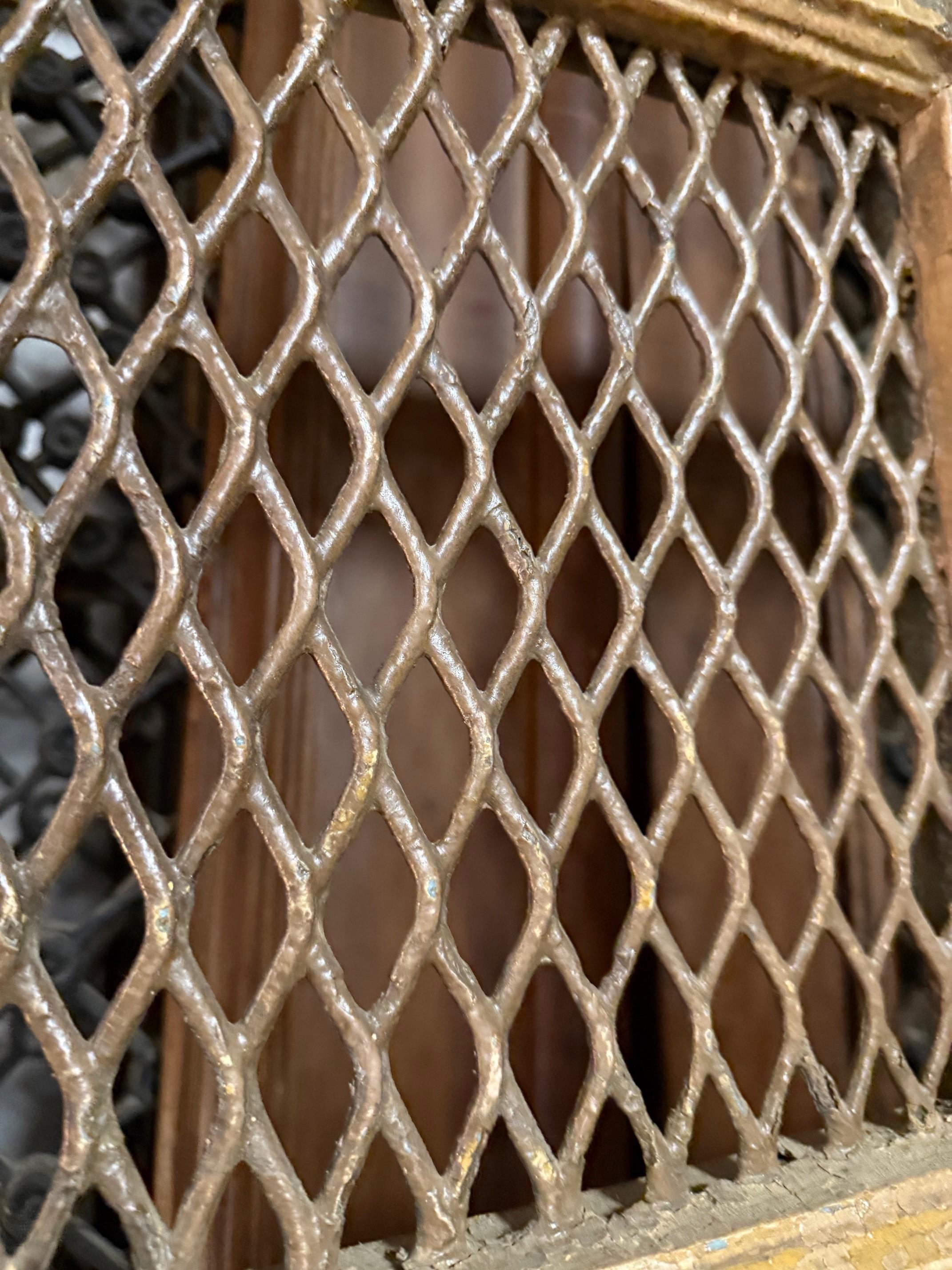 Early 20th Century Iron and Wood Divider or Panel with Doors and Metal Mesh. For Sale 9