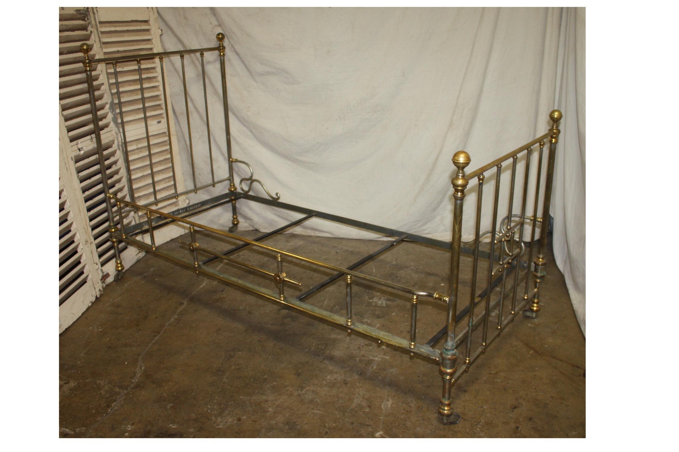 Silvered Early 20th Century Iron Bed For Sale