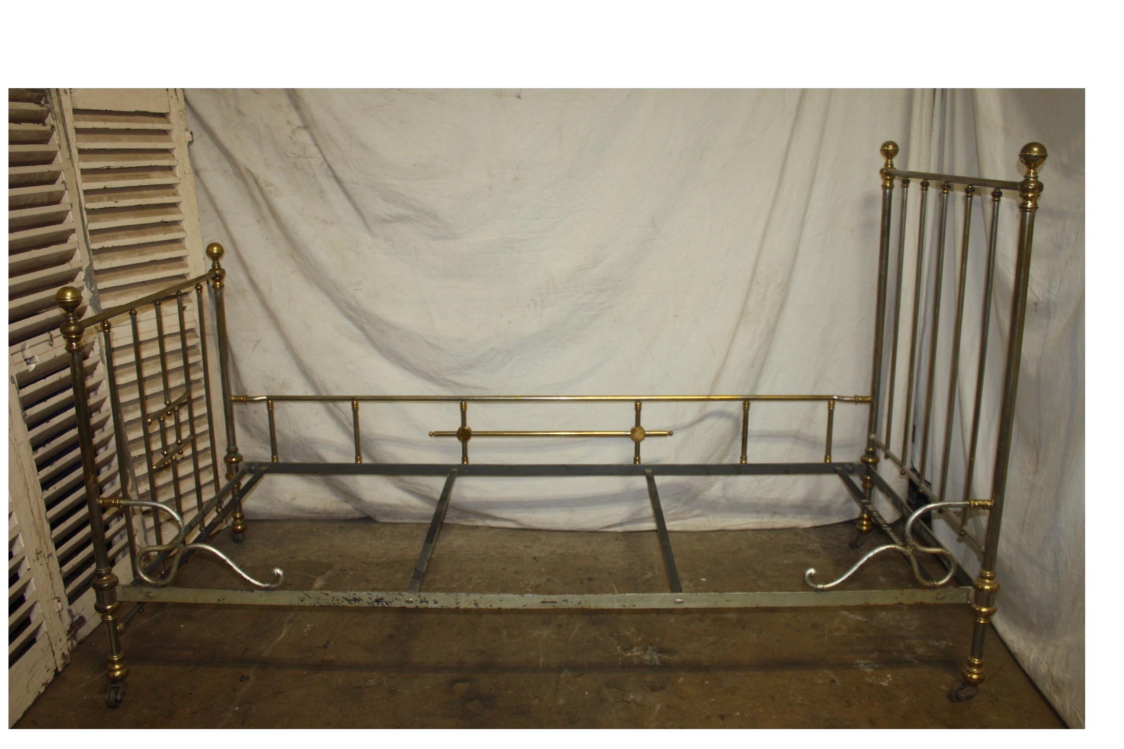 Brass Early 20th Century Iron Bed For Sale