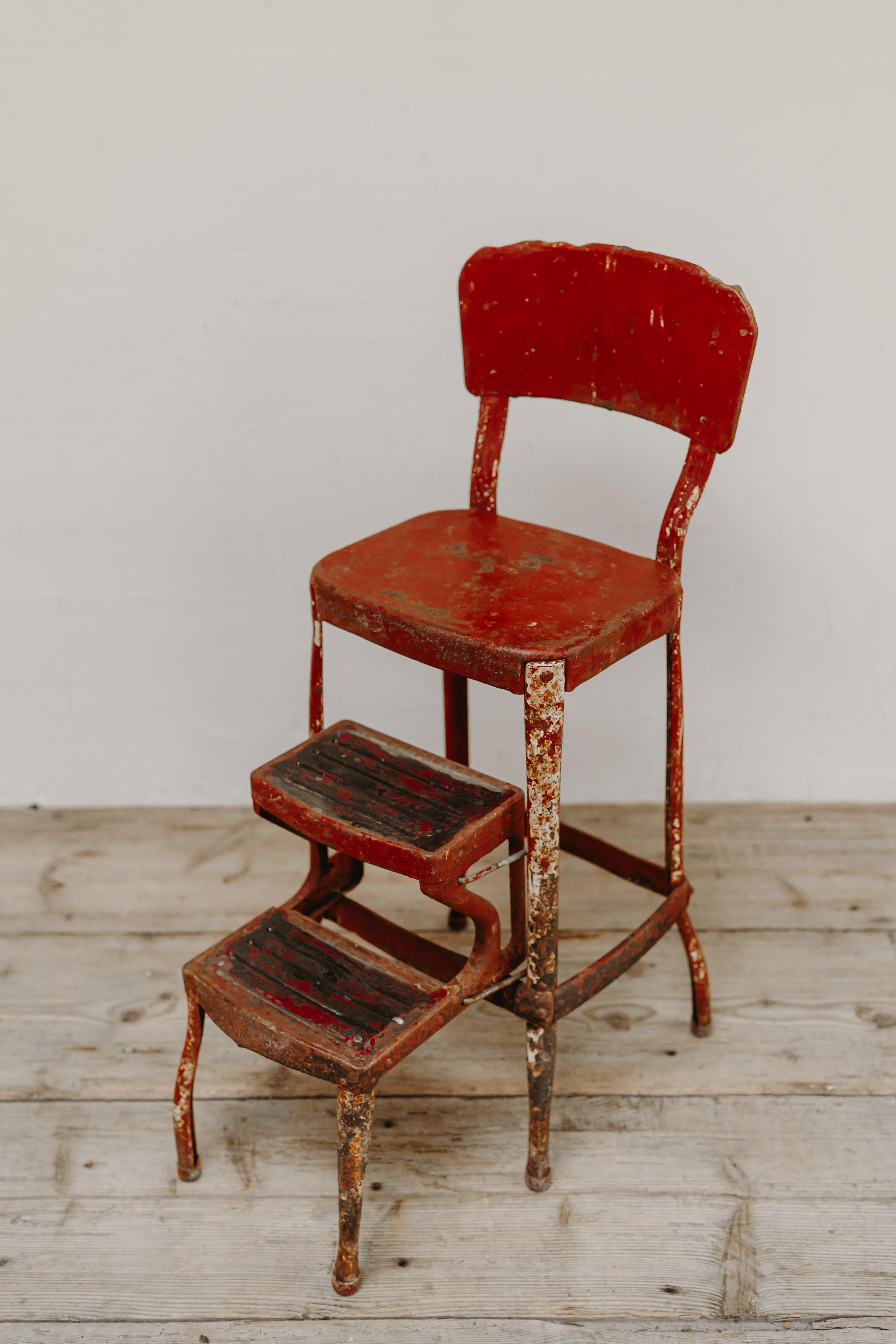 French Early 20th Century Iron Chair/Steps