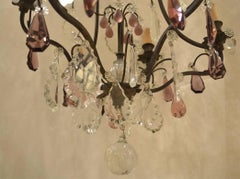 Early 20th Century Iron Chandelier with Amethyst Crystals