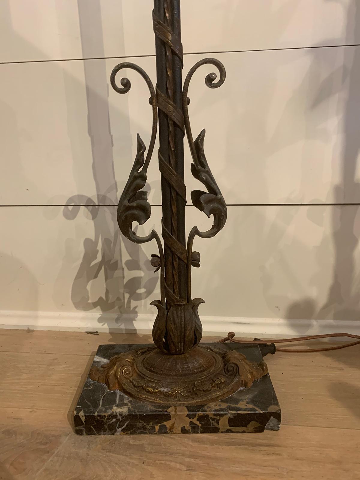Early 20th Century Iron and Marble Two-Arm Floor Lamp For Sale 9