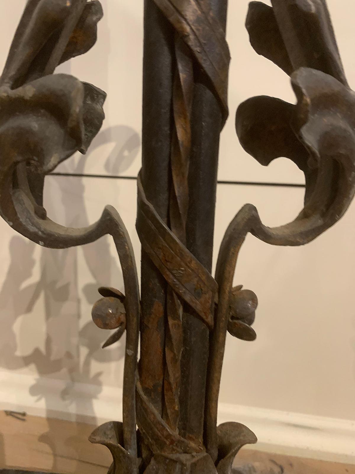 Early 20th Century Iron and Marble Two-Arm Floor Lamp For Sale 11
