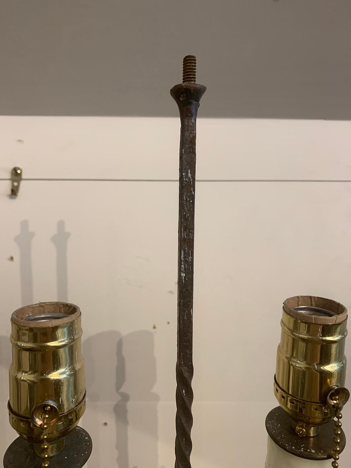 Early 20th Century Iron and Marble Two-Arm Floor Lamp For Sale 5