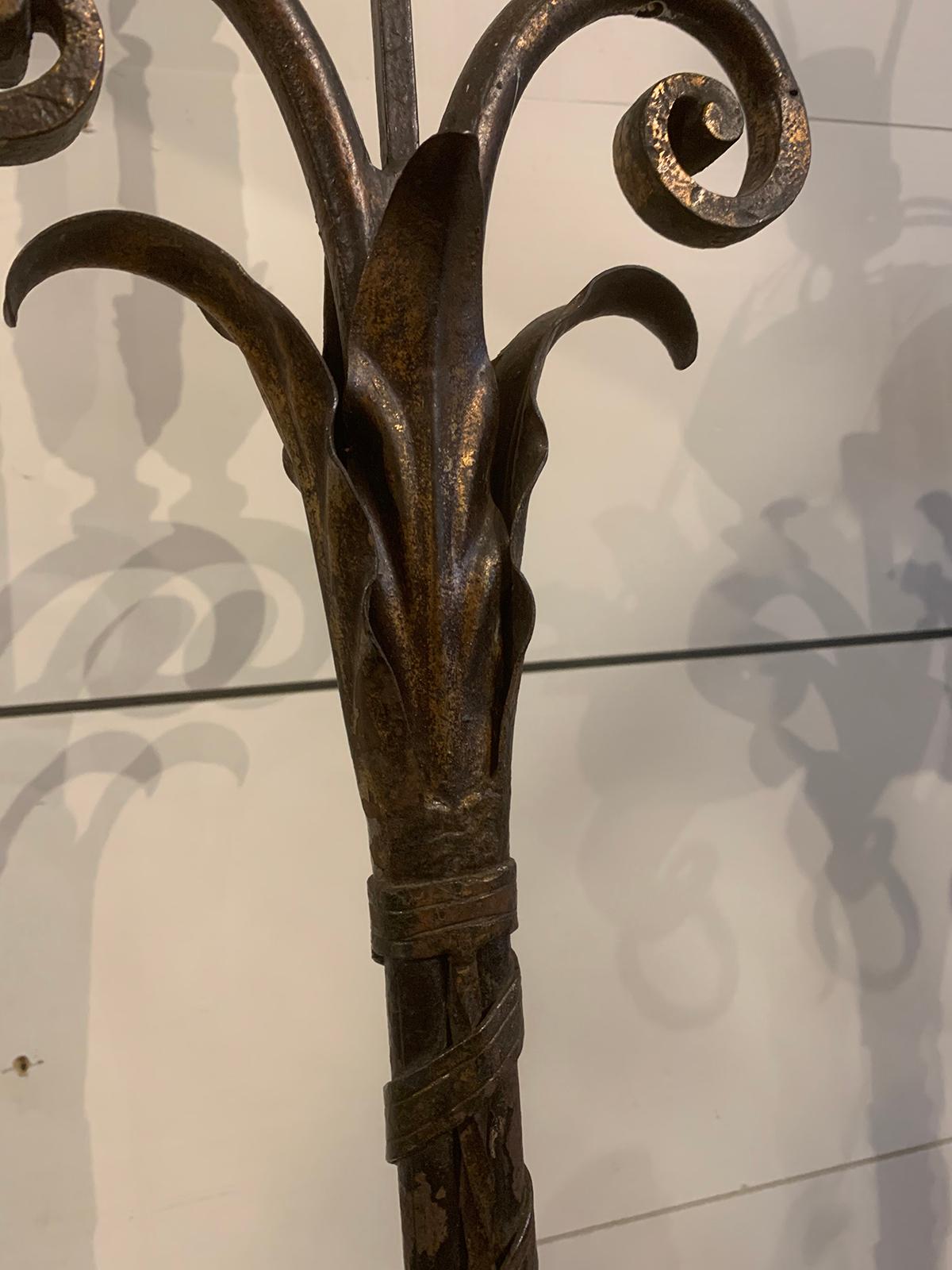 Early 20th Century Iron and Marble Two-Arm Floor Lamp For Sale 6