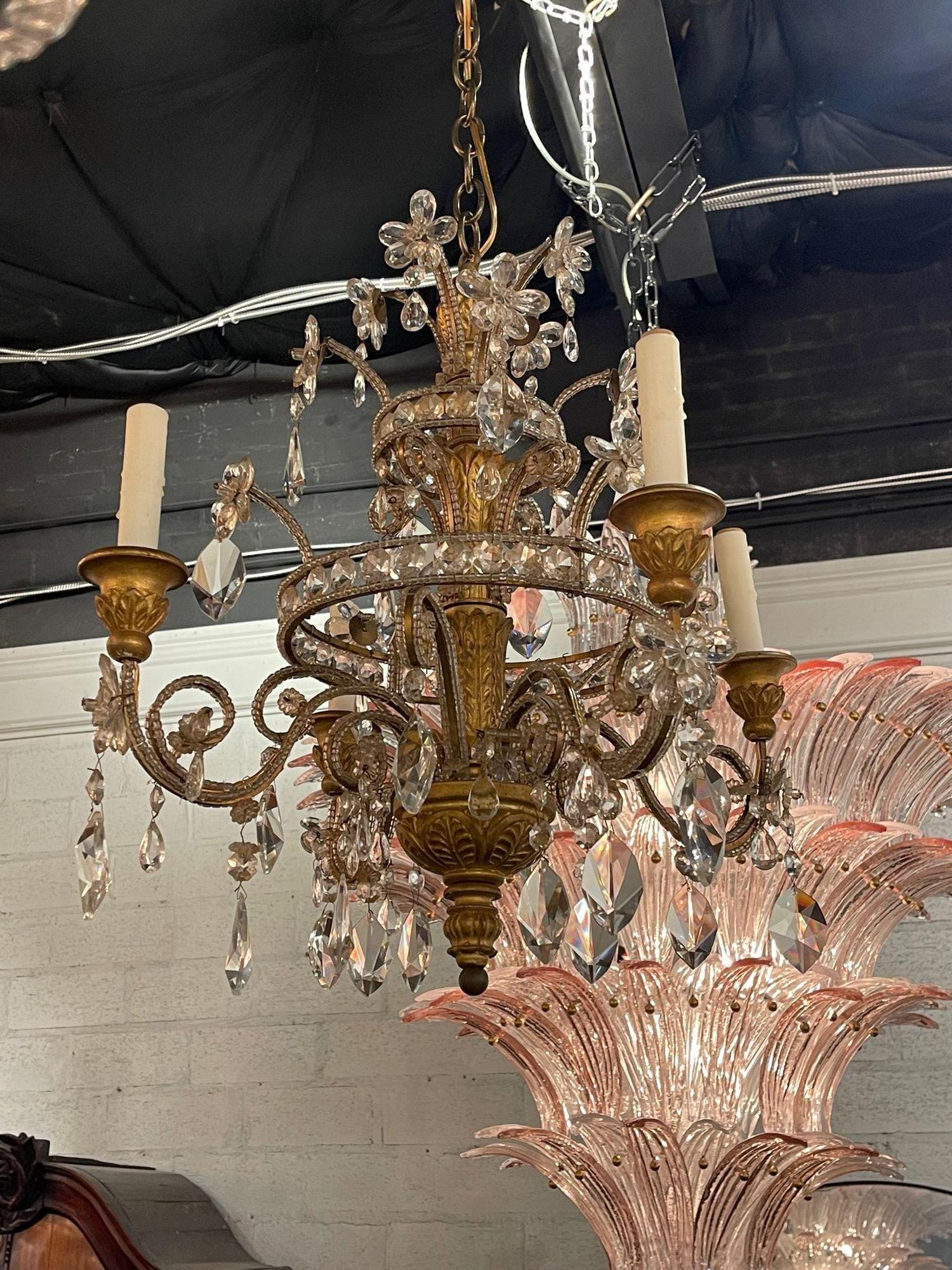 Early 20th Century Italian 4-Light Chandelier In Good Condition For Sale In Dallas, TX