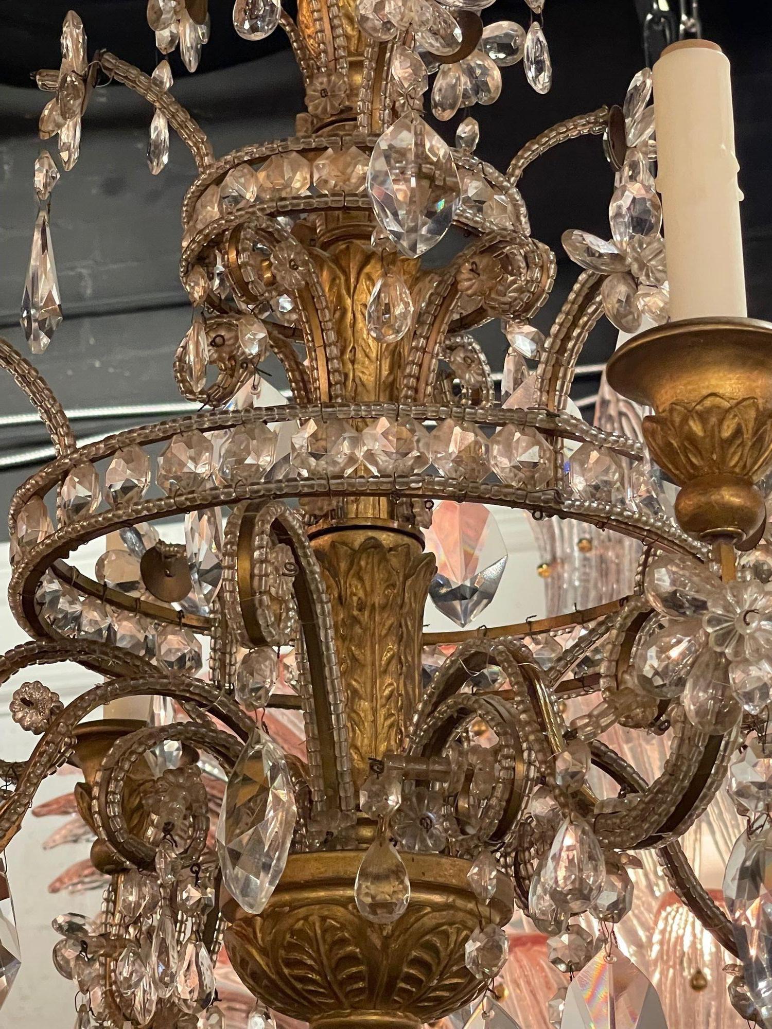 Crystal Early 20th Century Italian 4-Light Chandelier For Sale