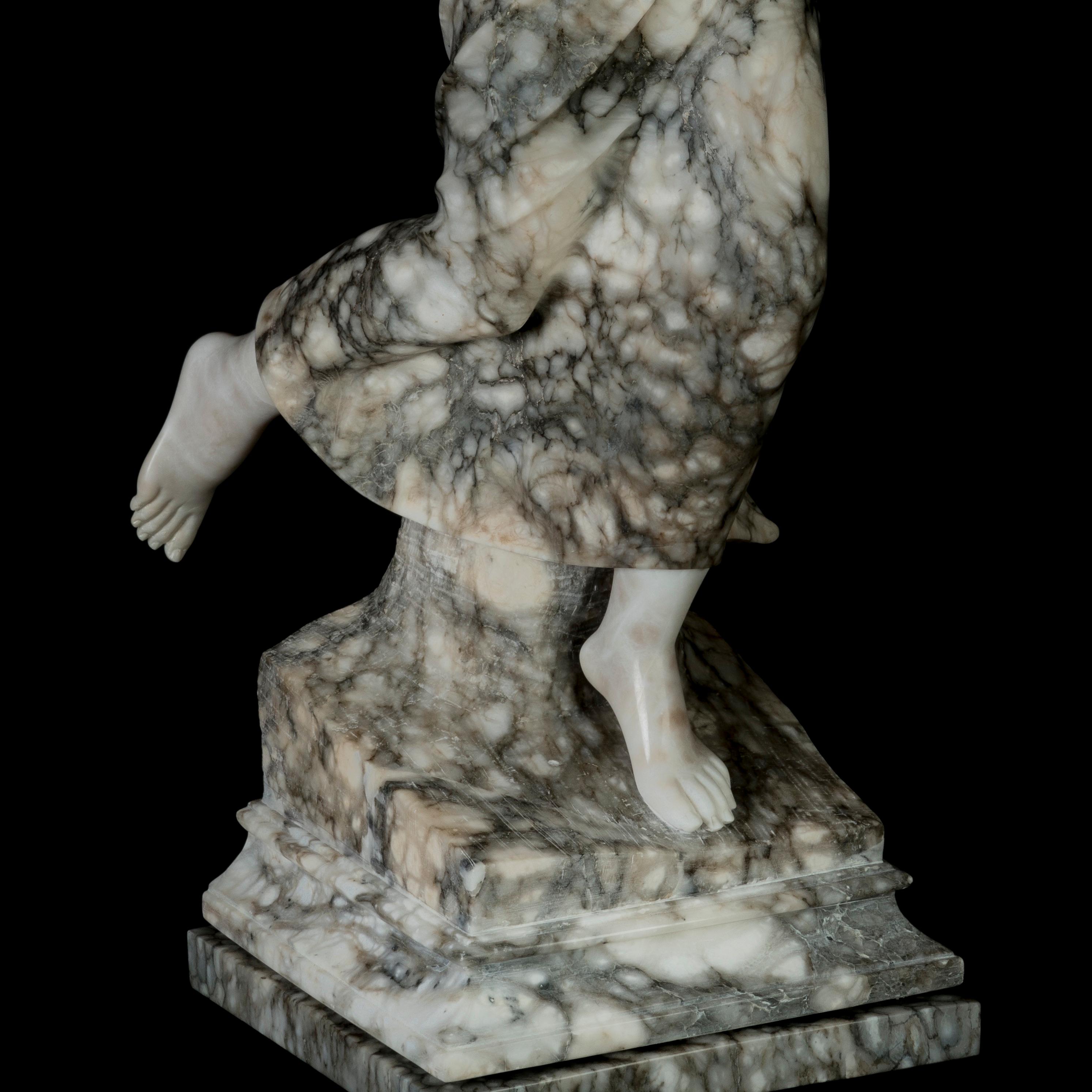 Lampada da terra italiana in alabastro intagliato dei primi del Novecento in vendita 5