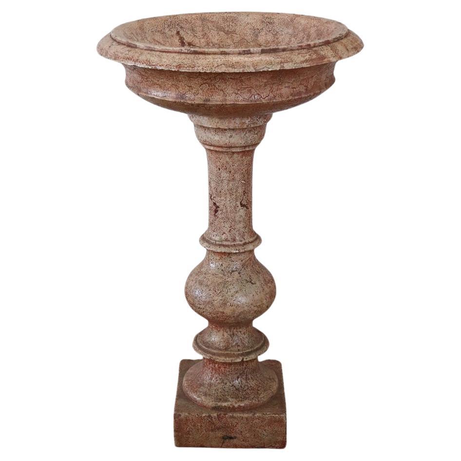 Early 20th Century Italian Antique Hand Carved Stone Tub Holy Water Font For Sale