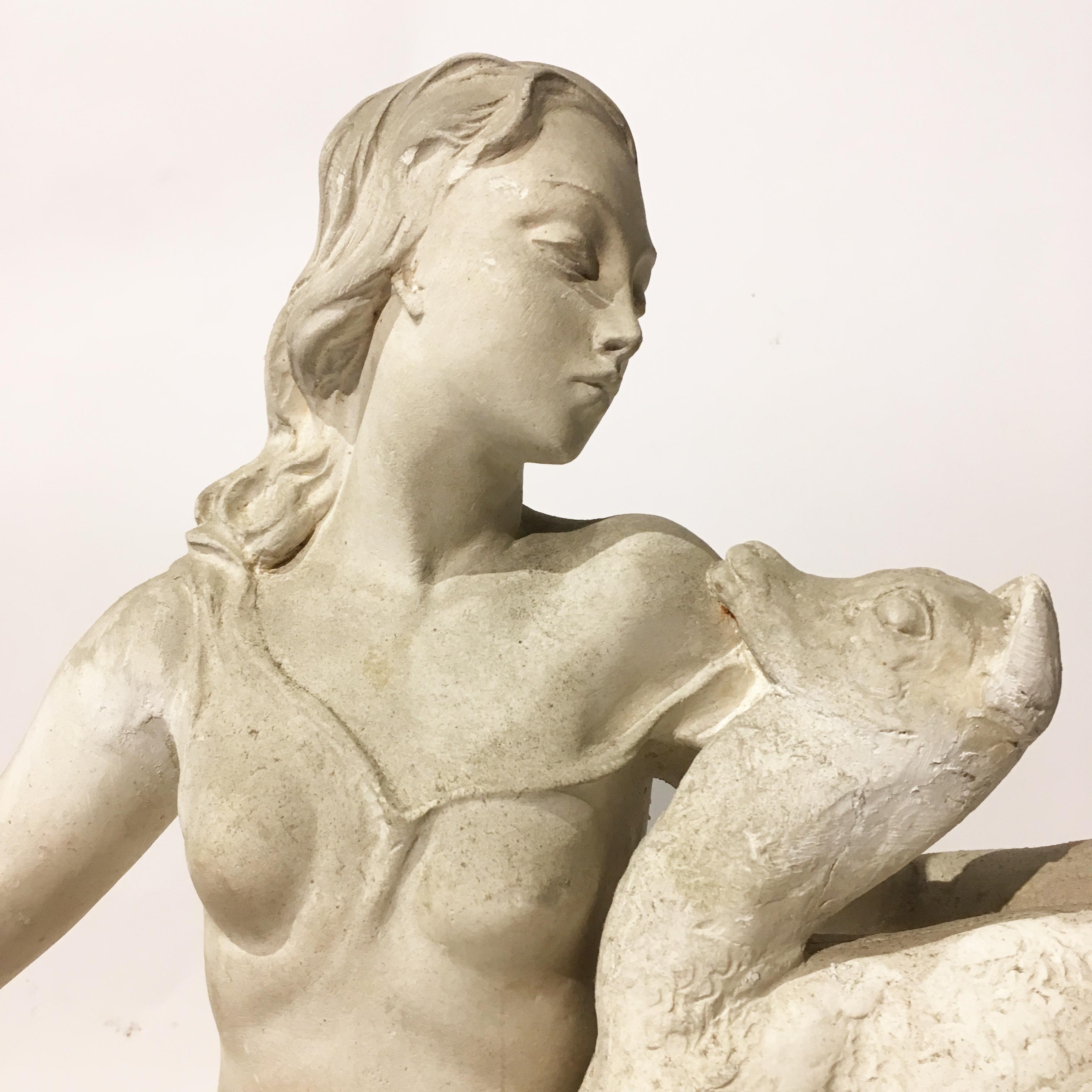 Early 20th Century Italian Art Deco Plaster Sculpture by Mario Bandini For Sale 7