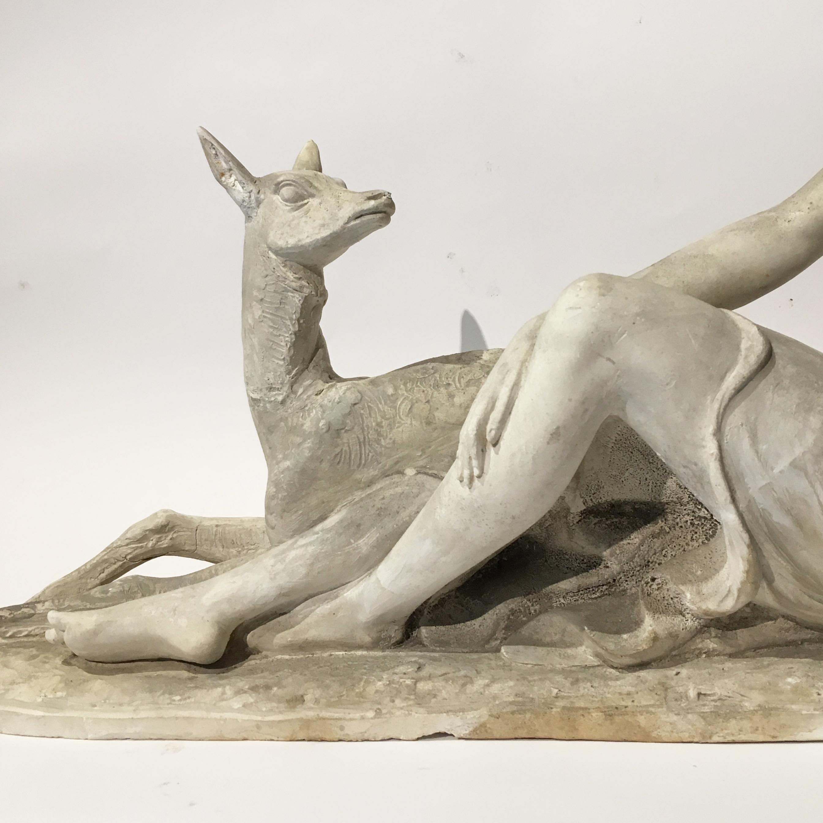 Early 20th Century Italian Art Deco Plaster Sculpture by Mario Bandini For Sale 8