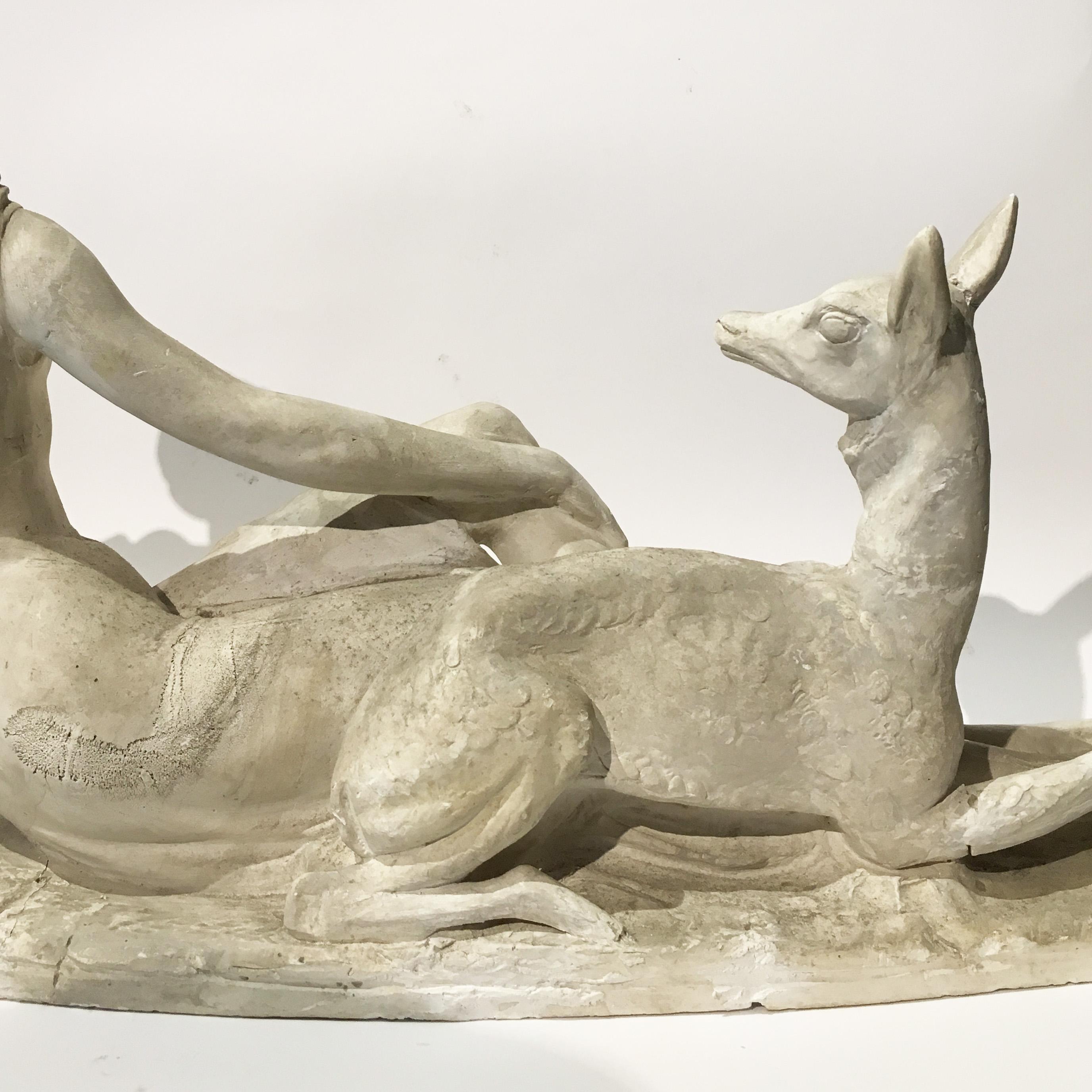 Early 20th Century Italian Art Deco Plaster Sculpture by Mario Bandini For Sale 11