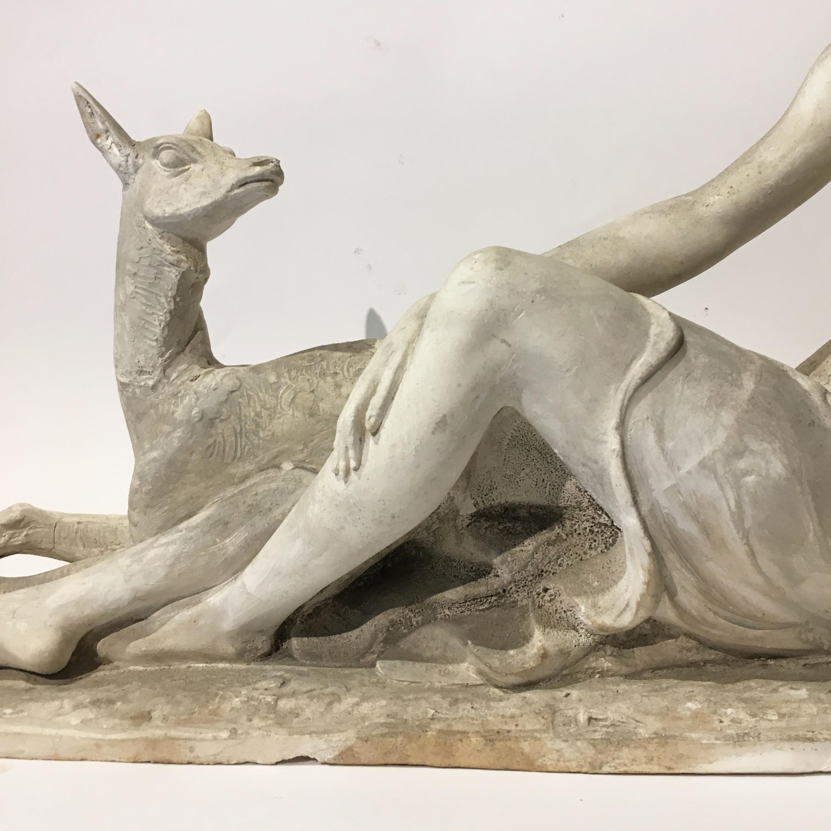 Early 20th Century Italian Art Deco Plaster Sculpture by Mario Bandini For Sale 6