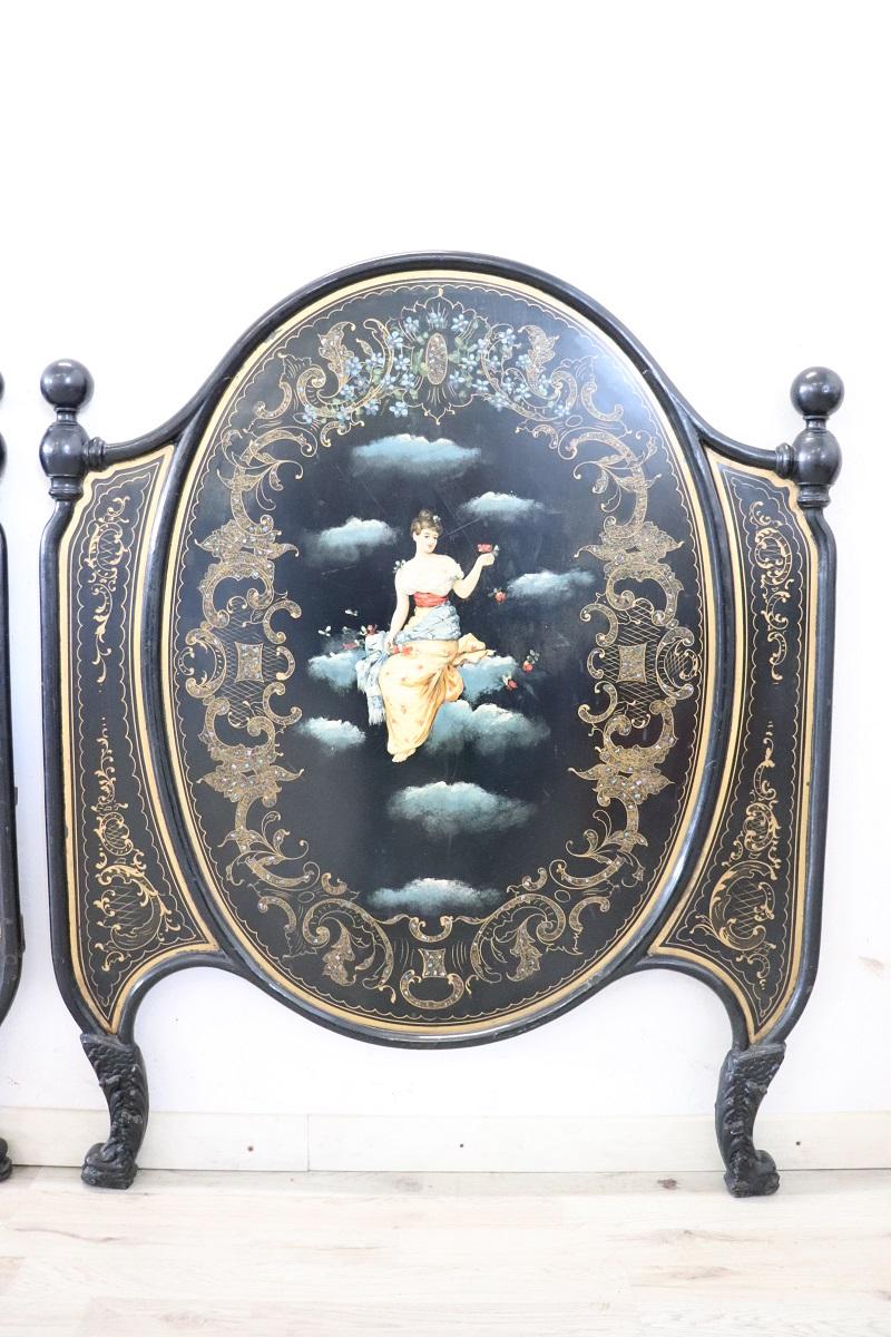 Paire de lits simples en fer Art Nouveau italien du début du 20e siècle en vente 6