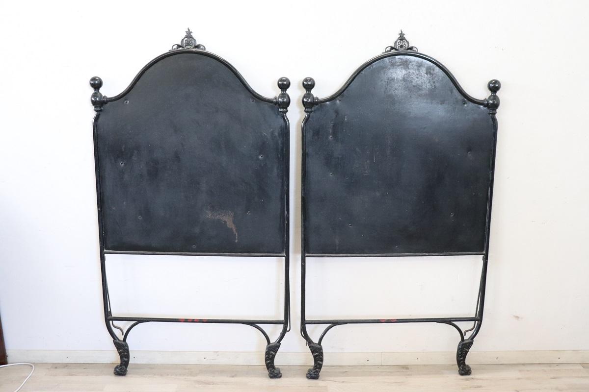 Paire de lits simples en fer Art Nouveau italien du début du 20e siècle en vente 2