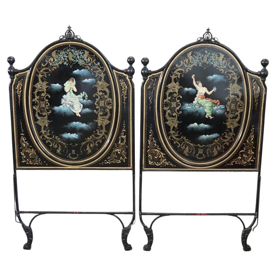 Paire de lits simples en fer Art Nouveau italien du début du 20e siècle en vente