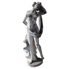 Antique Early 20th Century Italian Art Nouveau Large Stone Garden Statue