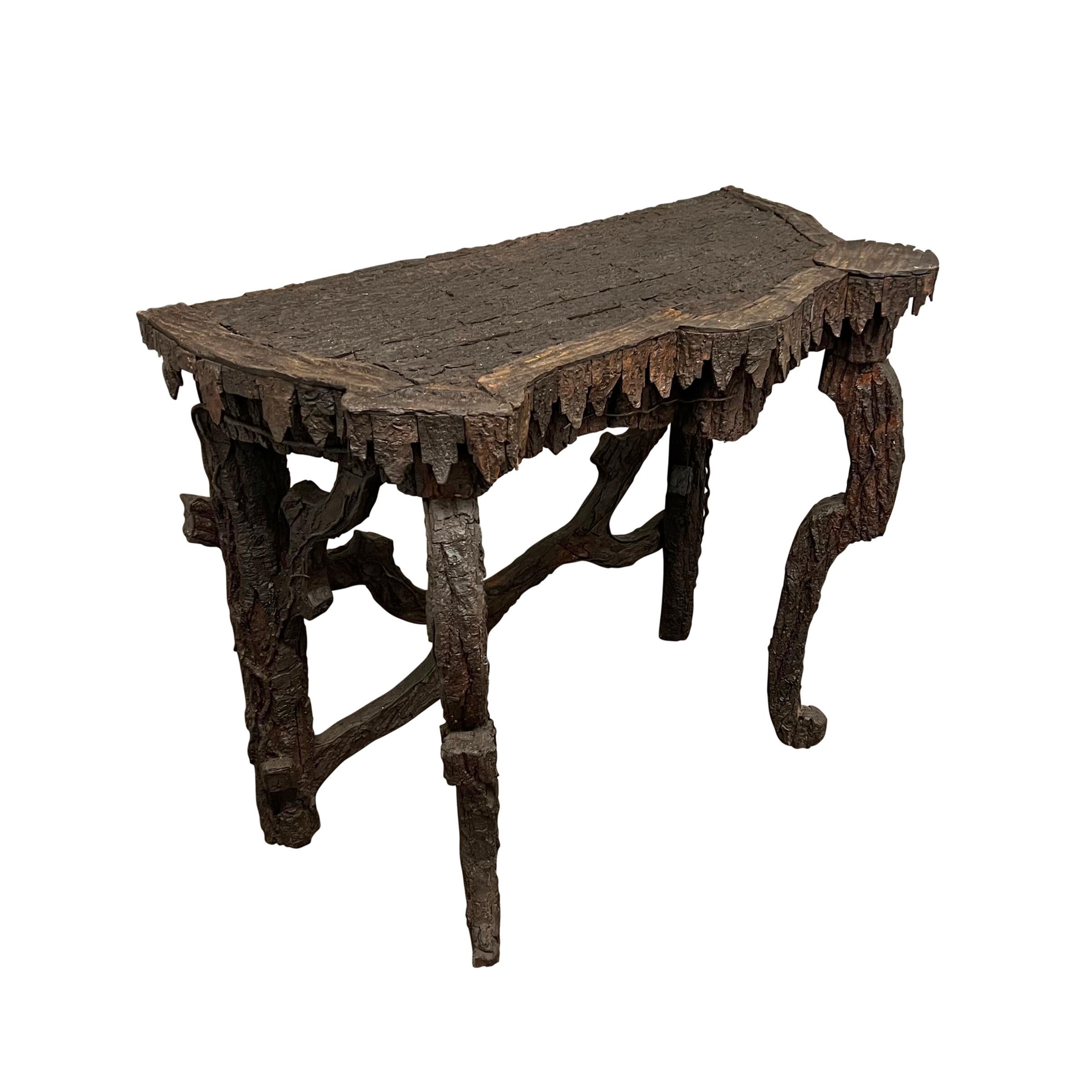Early 20th Century Italian Bark Console Table from a Tyrolean Chalet In Good Condition In Chicago, IL