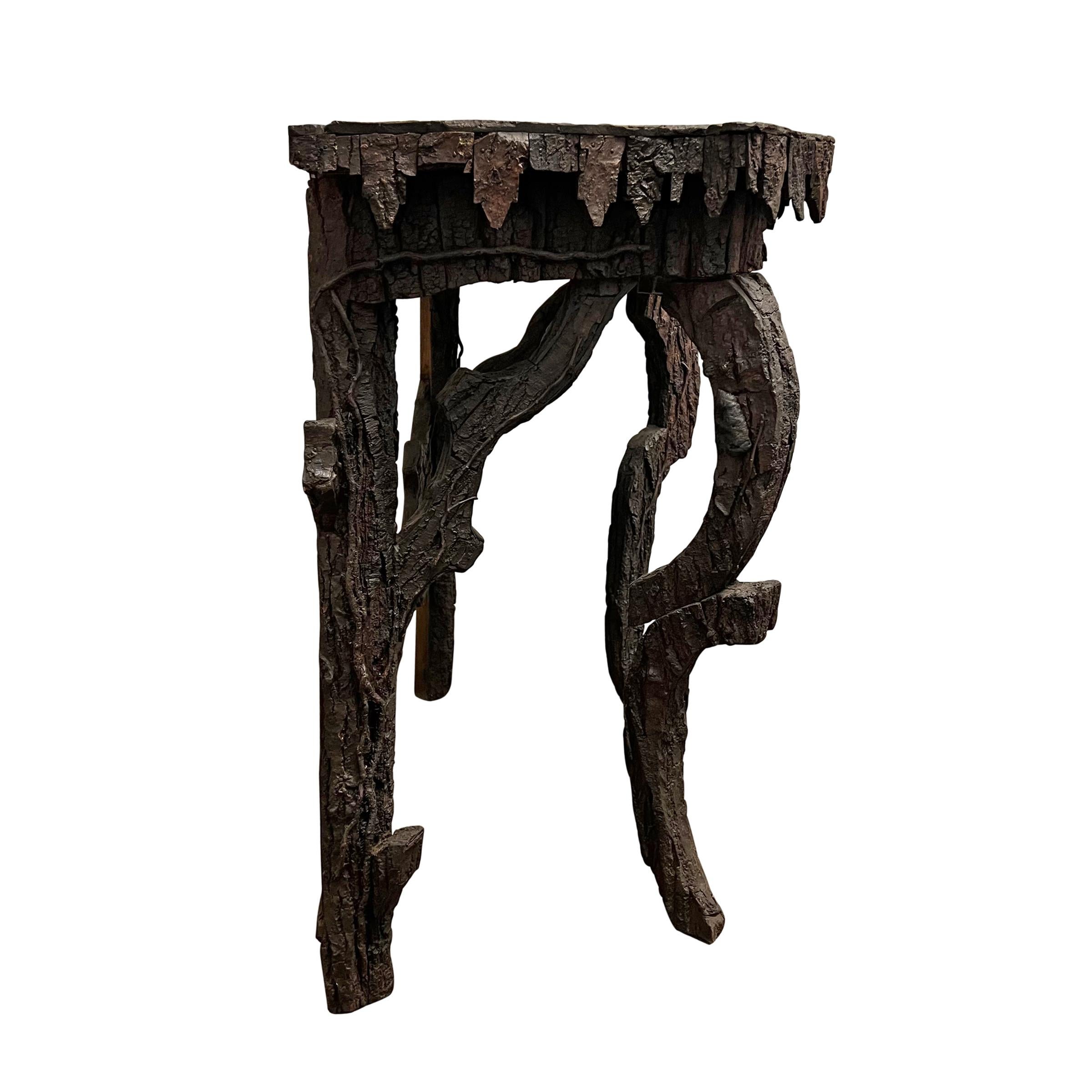 Early 20th Century Italian Bark Console Table from a Tyrolean Chalet 1