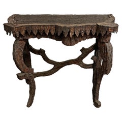 Early 20th Century Italian Bark Console Table from a Tyrolean Chalet