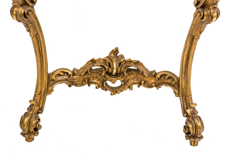Early 20th Century Italian Baroque Carved Giltwood Console Table with Mirror For Sale 10
