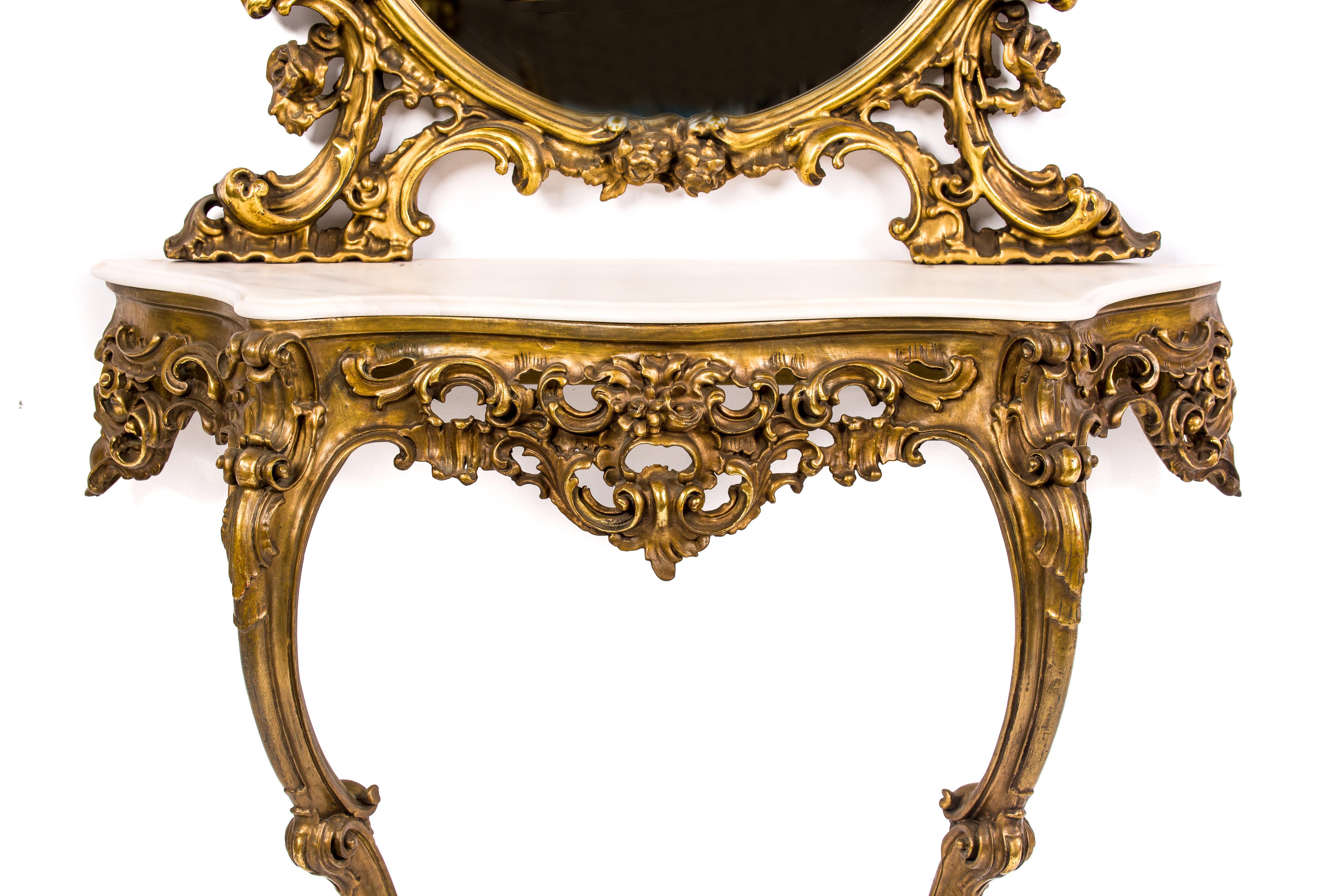 antique console table with mirror