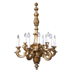 Lampadario barocco italiano in legno dorato dei primi del Novecento