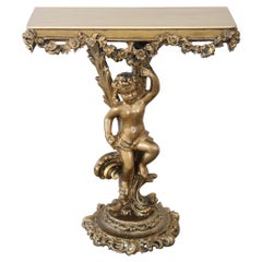 Early 20th Century Italian Baroque Style Carved and Gilded Wood Console Table Early 20th Century Italian Baroque Style Carved and Gilded Wood Console Table