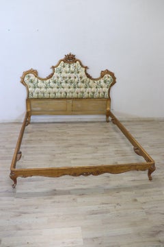 Early 20th Century Italian Baroque Style Carved and Gilded Wood Double Bed