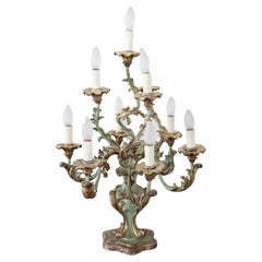 Early 20th Century Italian Baroque Style Carved and Lacquered Wood Table Lamp