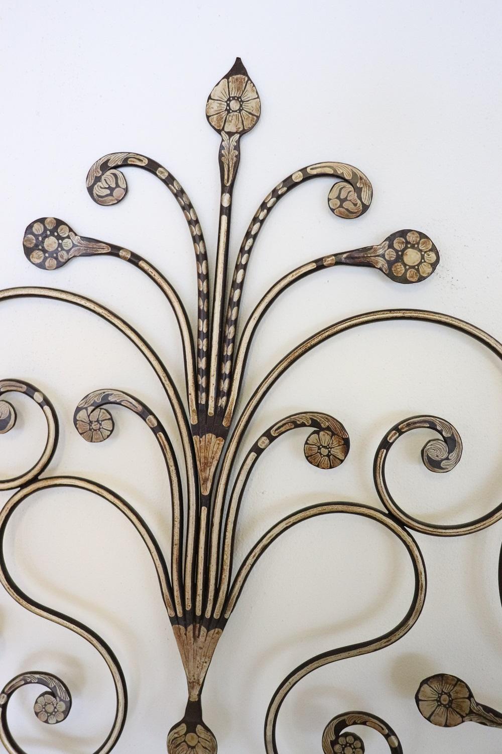 Louis XIV Early 20th Century Italian Baroque Style Gilded Wrought Iron Headboard