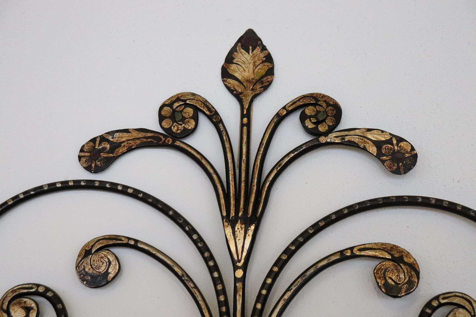 Louis XIV Early 20th Century Italian Baroque Style Gilded Wrought Iron Headboard